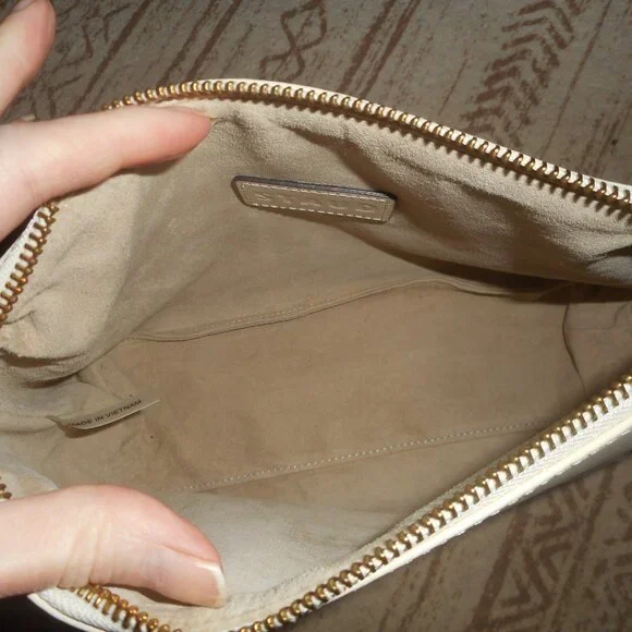 NWT cream Leather clutch makeup bag by STAUD - Picture 4 of 5